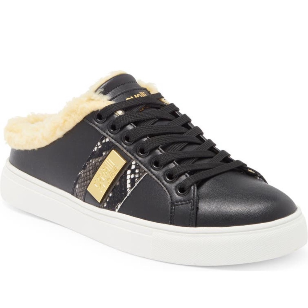 🔥🔥Roberto Cavalli Faux Shearling Lined Mule Sneaker